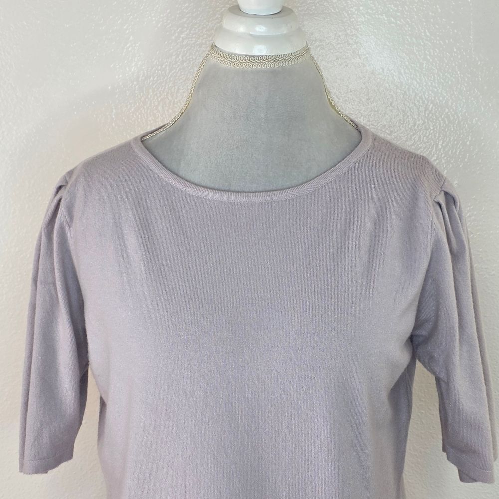 Vila Milano Lavender Puff Sleeve Crop Lightweight Sweater Size Medium - Picture 3 of 10